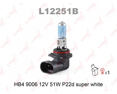 Лампочка LYNX HB4 12V 51W P22D SUPER WHITE