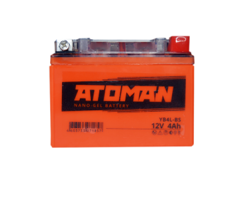 Аккумулятор ATOMAN AGM (YB4L-B, YB4L-A, YTX4L-BS) 12V 4 А/ч
